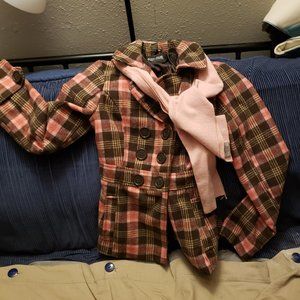 Pink plaid pea coat
